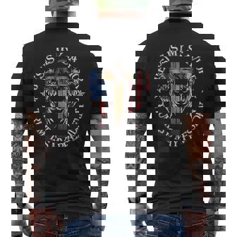 Jesus Is My Savior Trump Is My President 2024 Usa Flag Cross Men's T-shirt Back Print - Thegiftio