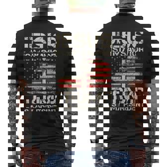 Jesus Is My Savior Trump Is My President Trump 2024 Usa Flag Men's T-shirt Back Print - Monsterry