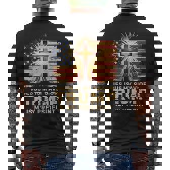 Jesus Is My Savior Trump Is My President Biblical Men's T-shirt Back Print - Monsterry