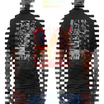 Jesus USA America Patriot Meme 90s Bootleg Rap Merch Style Men's Back Print T-Shirt | Mazezy