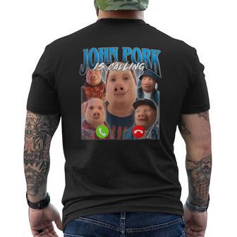 John Pork Chiama Divertente Gen Z Brainrot Trend Gag Meme T-shirt da uomo con stampa posteriore - Novitaregali
