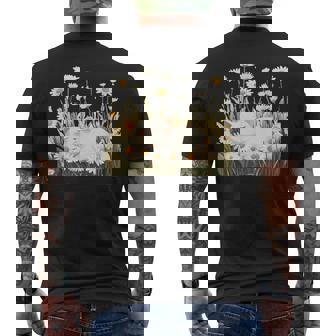 Jolie Pâquerettes Prairie Avec Chat Endormi Amusant T-shirt imprimé au dos - Cadeauxyz