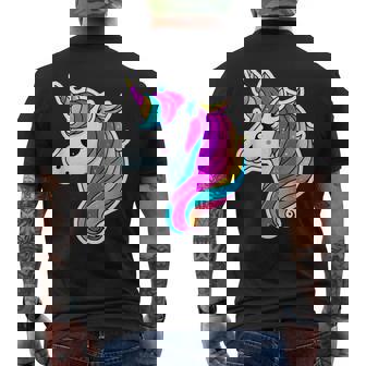 Jolie Tête De Licorne Arc-En-Ciel Avec Crinière Pastelcintillante T-shirt imprimé au dos - Cadeauxyz