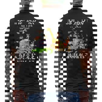 Just A Boy Who Loves Animals Wild Cute Zoo Animals Boys Men's T-shirt Back Print - Thegiftio