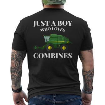 Just A Boy Who Loves Combines Farming Vehicle Lover Men's T-shirt Back Print - Thegiftio UK