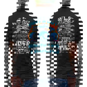 Just A Boy Who Loves Monster Trucks Men's T-shirt Back Print - Monsterry