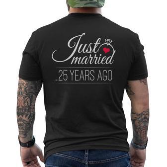 Just Married 25 Years Ago 25Th Wedding Anniversary Men's T-shirt Back Print - Thegiftio UK