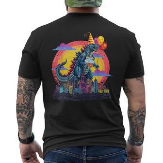 Kaiju Birthday Balloon & Cake Monster Movie Bday Decoration Men's T-shirt Back Print - Monsterry UK