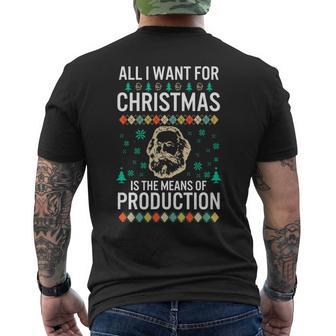Karl Marx Navidad Roja Fea Navidad Es El Medio De Producción Manga Larga Camiseta Hombre Estampado Espalda - Regaloses