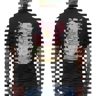 Kawaii Axolotl Teacup Ramen Anime Aesthetic Men's T-shirt Back Print - Thegiftio