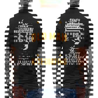 Kitesurfer Old Man Kitesurfing Board For Grandpa Men's Back Print T-Shirt | Mazezy