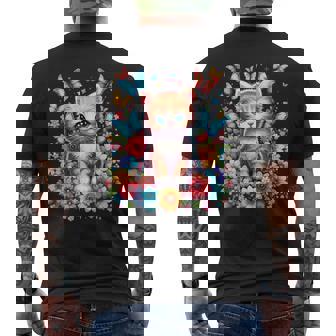 Kitten Cat Lover Flower Cut Cat Men's T-shirt Back Print - Monsterry