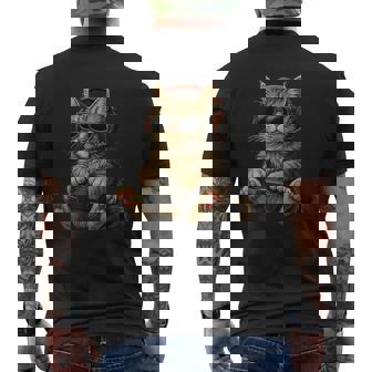 Kitten Cat Playing Video Games Vintage Cat Gaming Men's T-shirt Back Print | Seseable CA