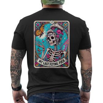 My Last Flying Sayings Skeleton Retro 70S Tarot Card Men's T-shirt Back Print - Thegiftio UK