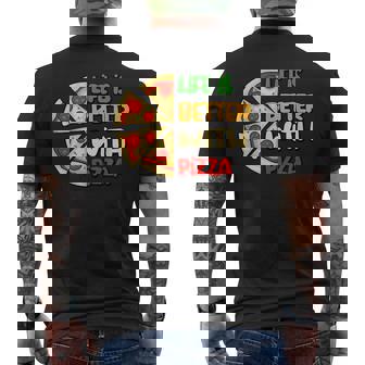 Leben Mit Pizza Italienisches Essen Chefkoch Pizzabäcker T-Shirt mit Rückendruck - Seseable