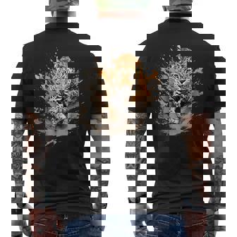 Leopard Artwork Wildlife Safari Animal Art Nature Splash Men's Back Print T-Shirt | Mazezy