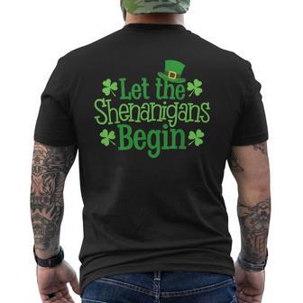 Let The Shenanigans Begin Clovers St Patrick's Day Men's T-shirt Back Print - Monsterry