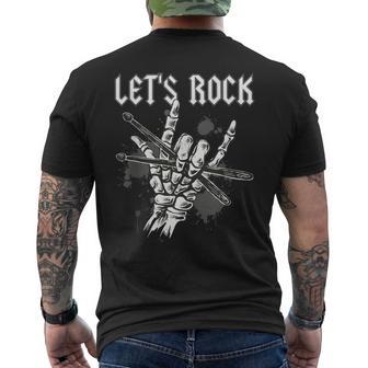 Let's Rock And Roll Rockero Manos Esqueléticas De Rock In Mangas Camiseta Hombre Estampado Espalda - Regaloses