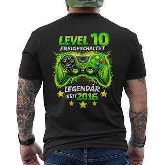 Level 10 Geburtstag Junge Gamer Lustig 2016 10Er Geburtstag T-Shirt mit Rückendruck - Geschenkecke