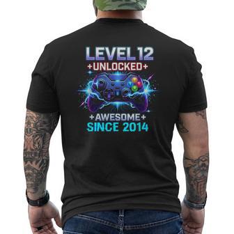 Level 12 Unlocked Awesome Since 2014 12Th Birthday Boy Gamer Men's T-shirt Back Print - Thegiftio