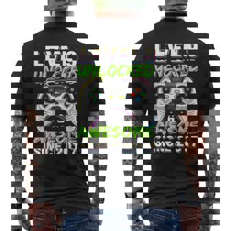 Level 9 Unlocked Awesome Since 2017 9Th Birthday Gaming Boys Men's T-shirt Back Print | Seseable UK