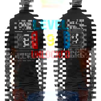 Level 9 Unlocked Birthday Video Gamer 9Th Birthday Party Men's T-shirt Back Print - Monsterry
