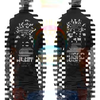 Leveled Up To Husband Est 2025 Newly Married Gamer Bachelor Men's T-shirt Back Print | Mazezy