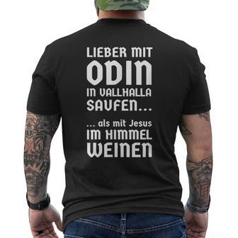 Lieber Mit Odin Inalhallaaufen Odin Wikinger Trink T-Shirt mit Rückendruck - Geschenkecke