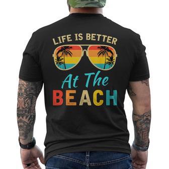 Life Is Better At The Beach Retro Palm Trees Summer Men's T-shirt Back Print - Thegiftio UK