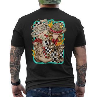 Life Is A Gamble Cowgirl Wild West Leopard Dice & Cherry Men's T-shirt Back Print - Thegiftio UK