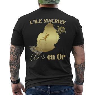 L'île Maurice Une Île En Or Carte Effet Doré Cadeau T-shirt imprimé au dos - Cadeauxyz