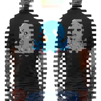 Lindo Pulpo Comiendo Donut Kawaii Dibujos Animados Japon Manga Larga Camiseta Hombre Estampado Espalda - Regaloses