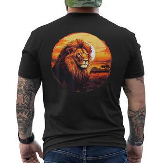 Lion Nature Wildlife African Animal Lovers Savanna Sunset Men's T-shirt Back Print - Thegiftio UK