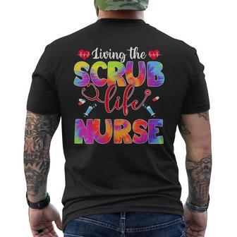 Living The Scrub Life Tie Dye Hippie Nurse Men's T-shirt Back Print - Thegiftio UK