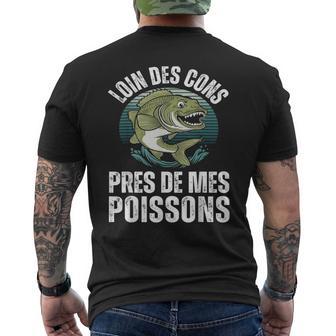 Loin Des Cons Près De Mes Poissons Humour Pêche Cadeau Rétro T-shirt imprimé au dos - Cadeauxyz