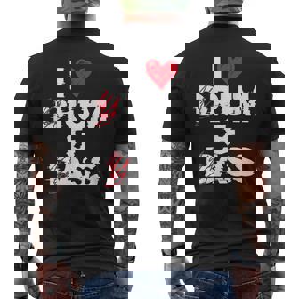 I Love Drum And Bass Rum And Ass Saying Men's Back Print T-Shirt | Mazezy