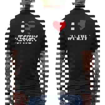 I Love Electricity ハート 電気技師ユーティリティ電気 メンズTシャツ バックプリント - Kawaiitshirt