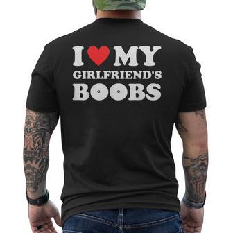 I Love My Girlfriend's Boobs I Red Hot Heart Boobies Men's T-shirt Back Print - Thegiftio UK