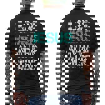 I Love Jesus And Rap Music God Meme Modern Christian Church Men's Back Print T-Shirt | Mazezy