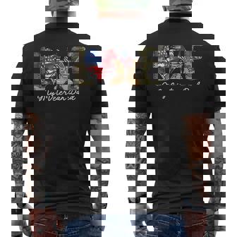 Love My Veteran Dad Proud Military Father American Flag Men's T-shirt Back Print | Mazezy