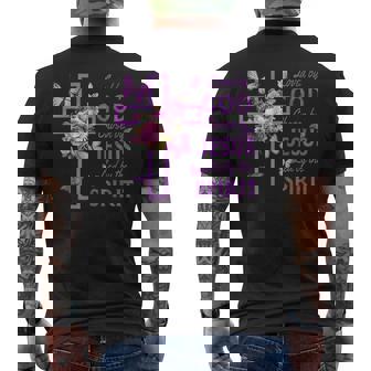 Loved By God Chosen By Jesus Purple Cross And Butterflies Men's T-shirt Back Print - Thegiftio