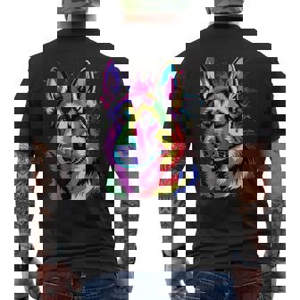 Lover Colorful Pop Art German Shepherd Men's Back Print T-Shirt | Mazezy