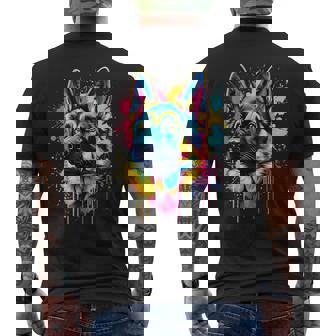 Lovers Pop Art Color German Shepherd Dog Men's Back Print T-Shirt | Mazezy