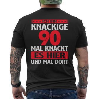 Lustig Humor Bin Knackige 90 Jahre Geburtstag Birthday T-Shirt mit Rückendruck - Geschenkecke