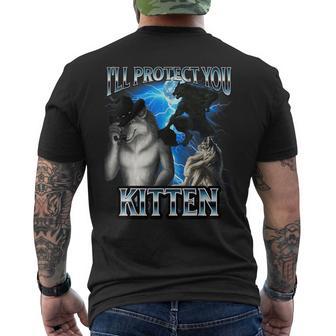 Lustiges Alpha Wolf Meme I'll Protect You Kitten Bootleg T-Shirt mit Rückendruck - Geschenkecke