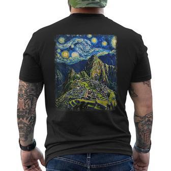Machu Picchu Peru Inca Starry Night Painting Men's T-shirt Back Print - Thegiftio UK