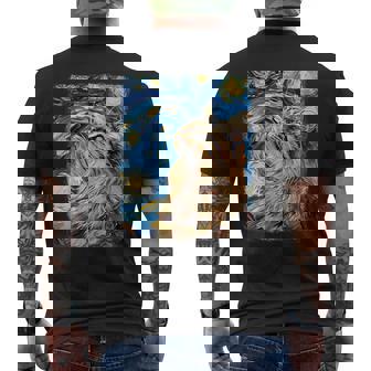 Maine Coon Cat Starry Night Painting Men's T-shirt Back Print - Thegiftio