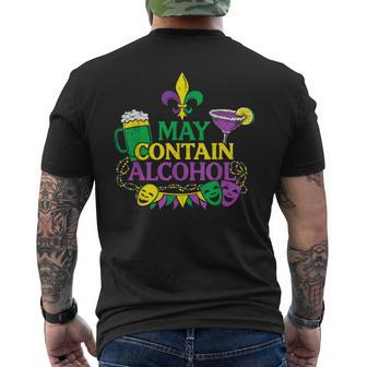 Mardi Gras Carnival May Contain Alcohol Drinking Party Men's T-shirt Back Print | Mazezy