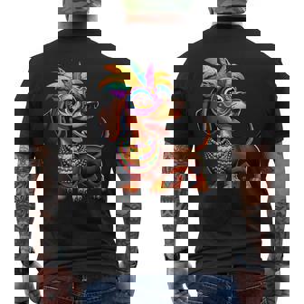 Mardi Gras Dachshund Wearing Mardi Gras Costume Beads Mask Men's T-shirt Back Print - Thegiftio