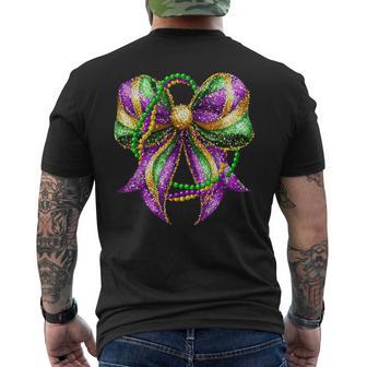 Mardi Gras Festival New Orleans Fleur De Lis Coquette Bow Men's T-shirt Back Print - Monsterry